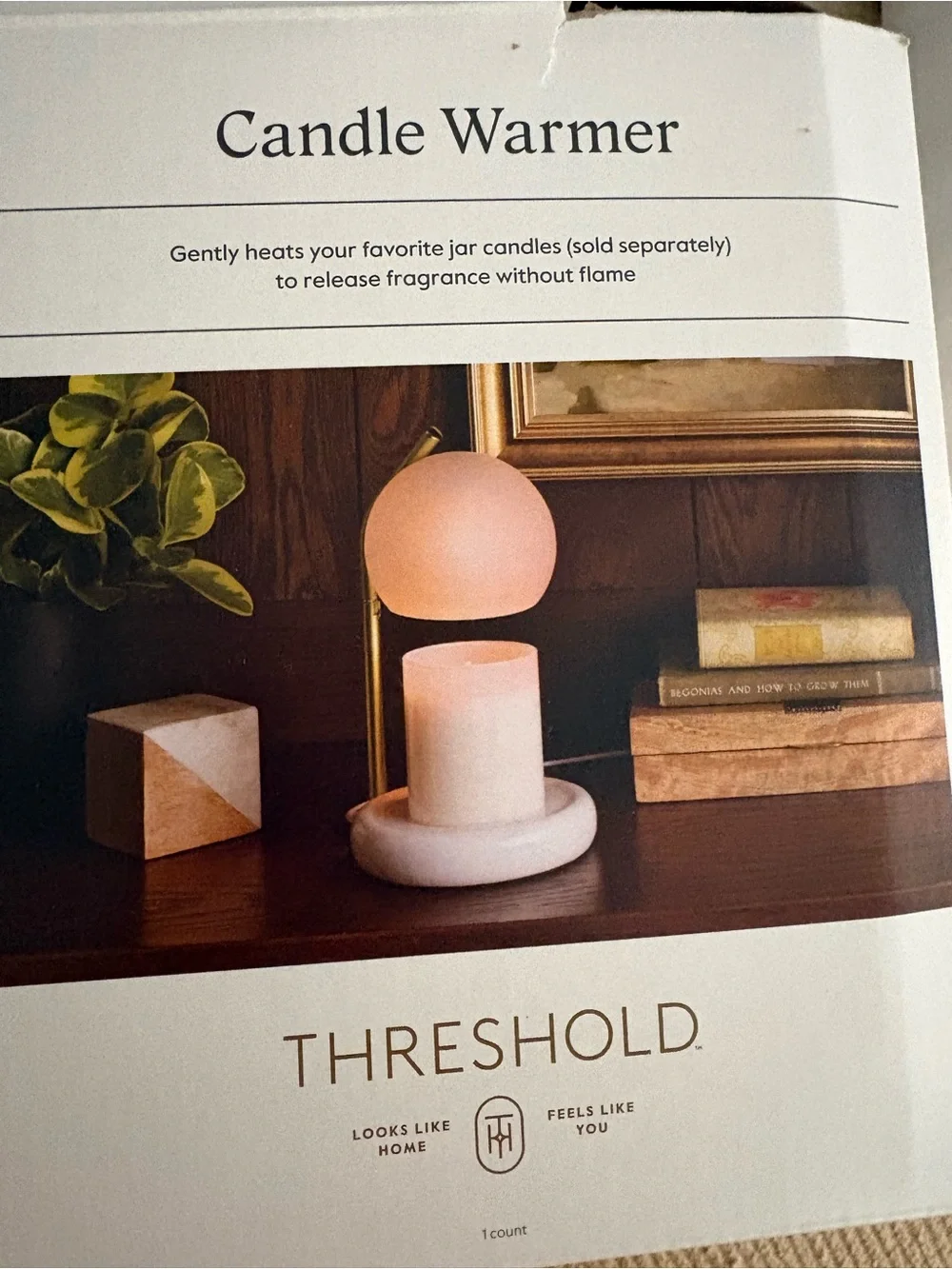 Threshold  white and Gold Marble Dome Candle Warmer new in box